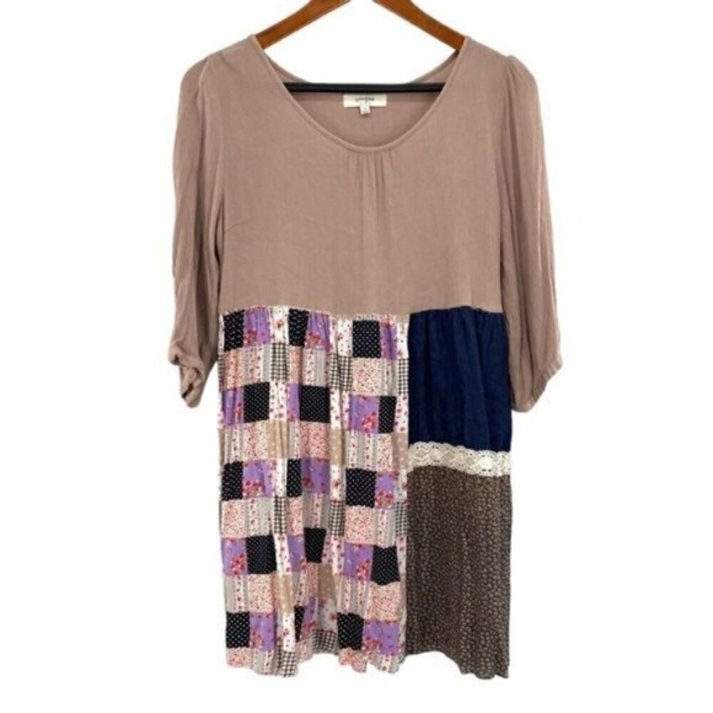 Umgee Patchwork Boho Cottagecore Tunic Dress - Picture 11 of 12
